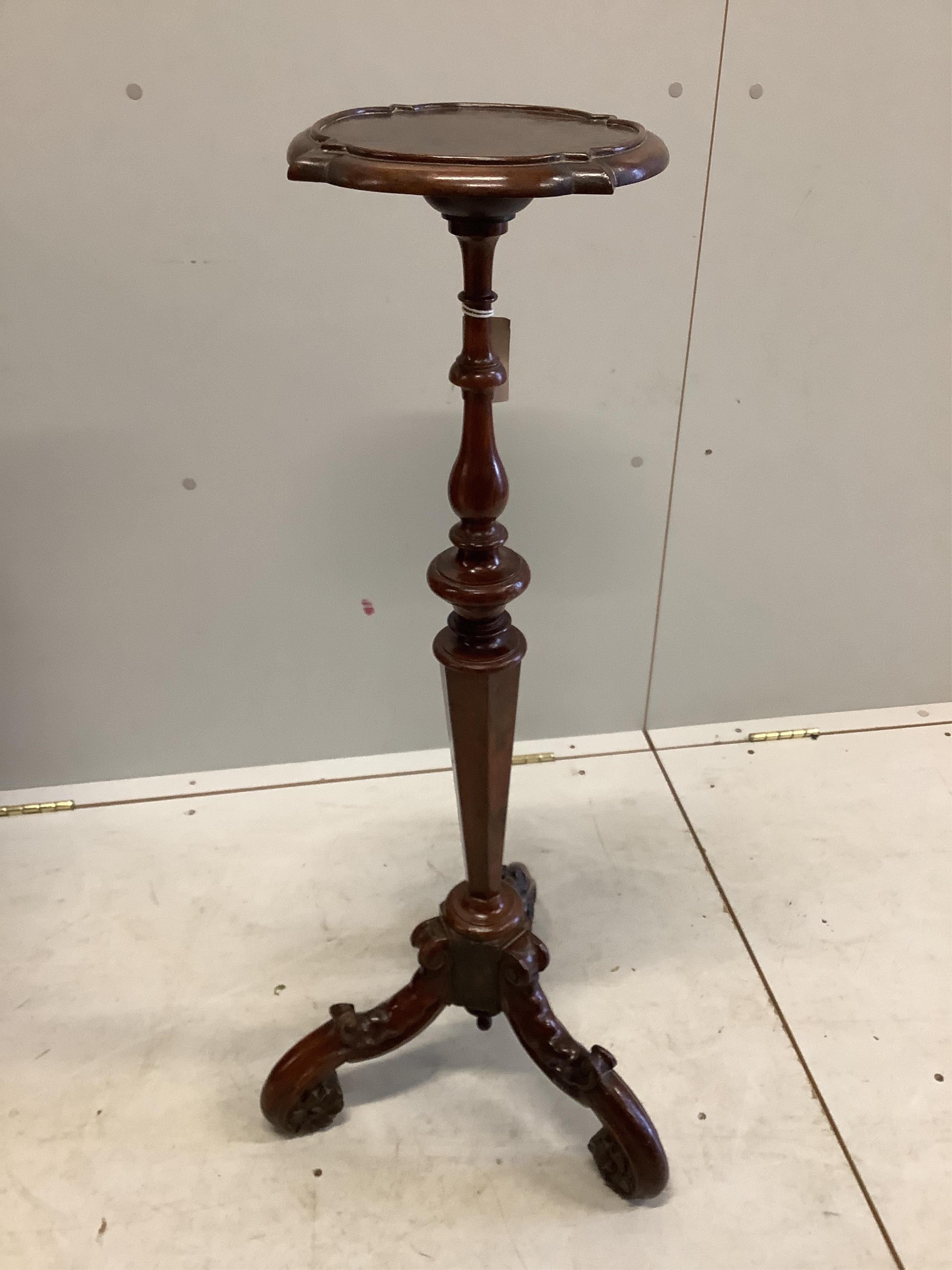 A William and Mary Anglo-Dutch burr walnut and walnut torchere, height 94cm. Condition - fair